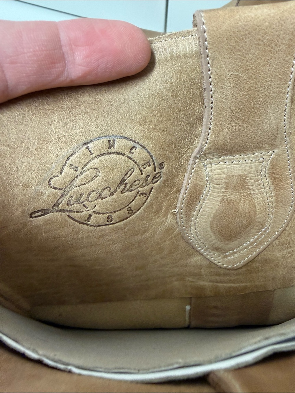Lucchese Tall Shaft Cowboy Boots – Braided Detail – Tan/Camel Leather – Unworn - Picture 6 of 16